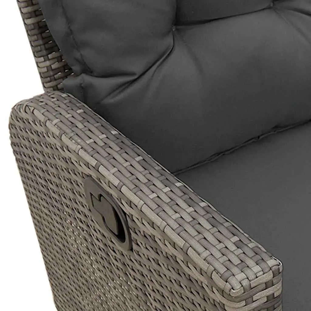L-Shaped Garden Sofa PE Rattan Grey Outdoor Seating with Cushions