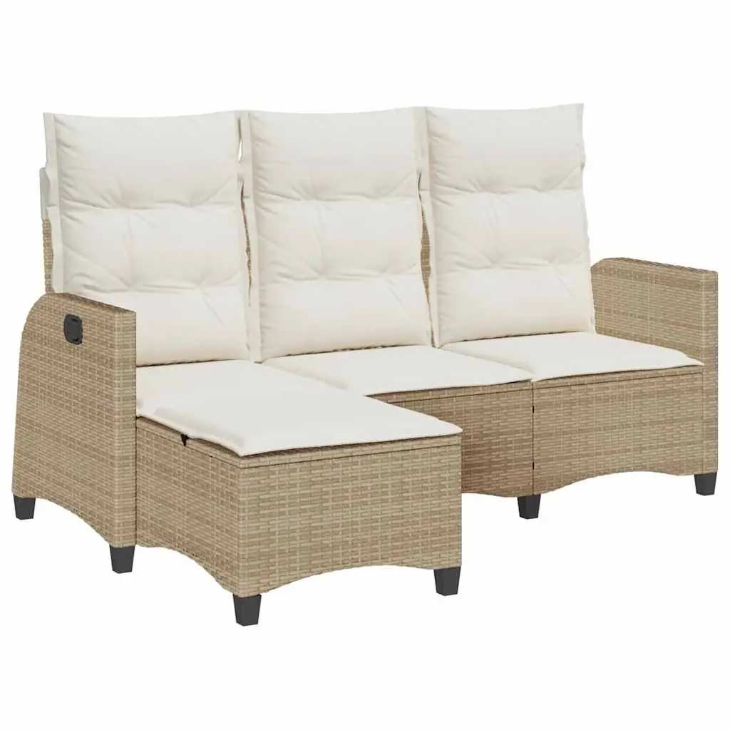 L-Shaped Reclining Garden Sofa with Beige Cushions
