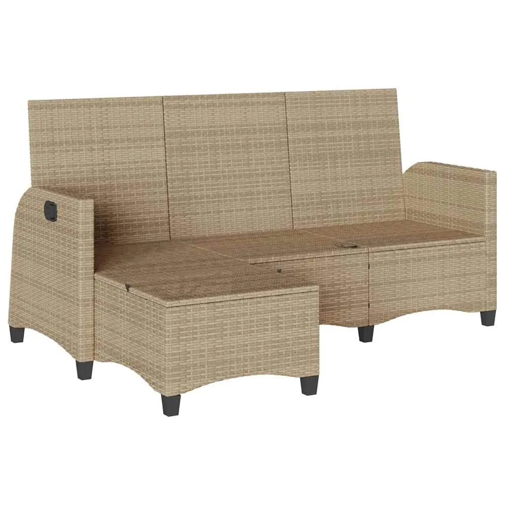 L-Shaped Reclining Garden Sofa with Beige Cushions