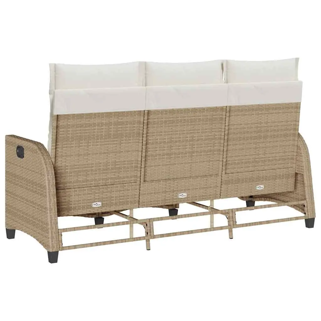 L-Shaped Reclining Garden Sofa with Beige Cushions