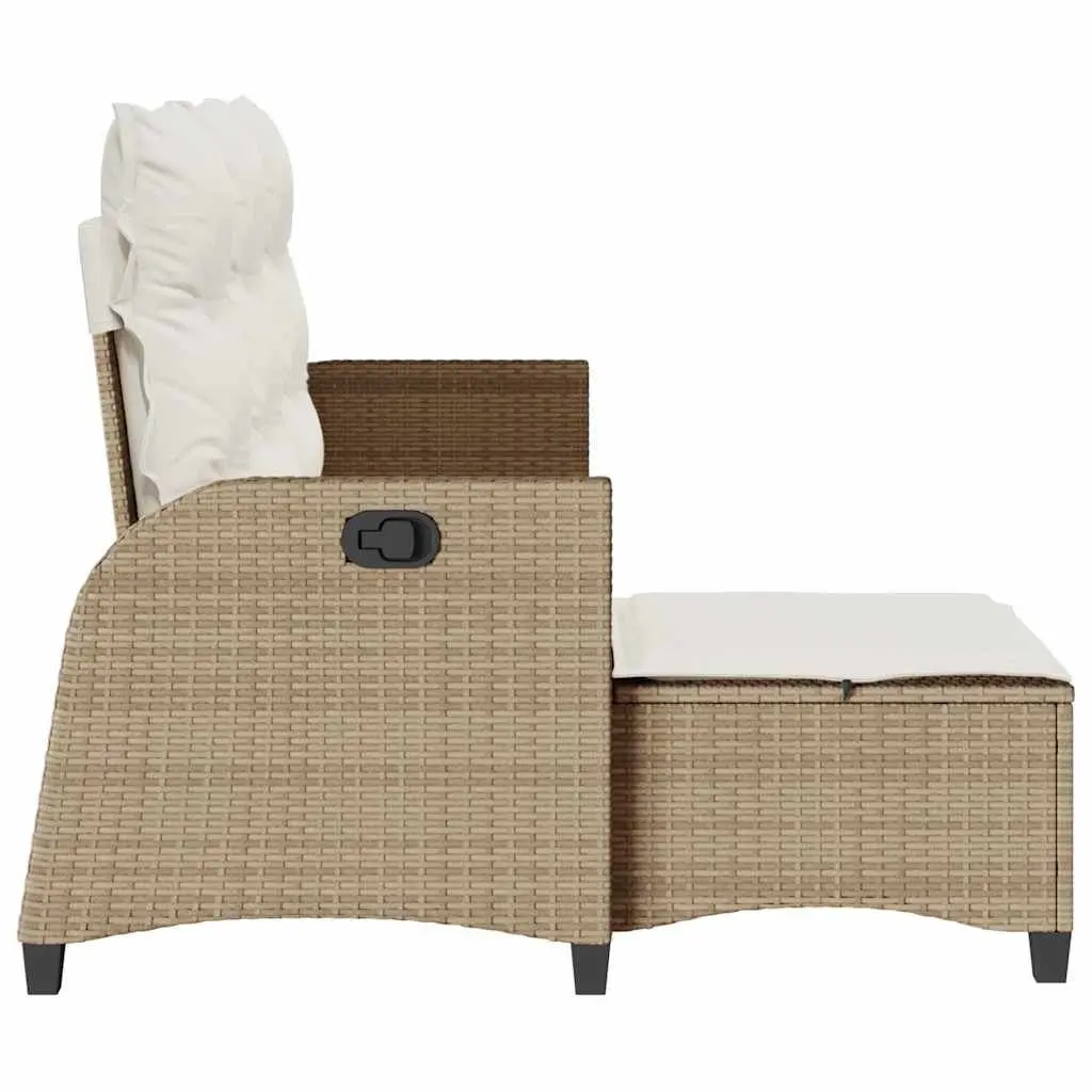 L-Shaped Reclining Garden Sofa with Beige Cushions