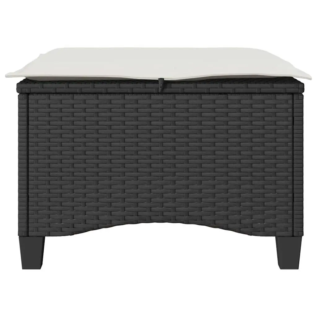 Garden Stools with Cushions 2 pcs Black Outdoor Foot Rests Poly Rattan