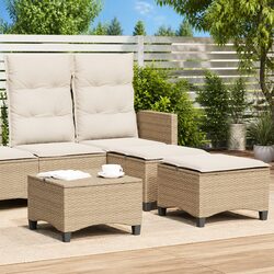 Beige Garden Stools with Cushions - 2 pcs 55x55x36 cm