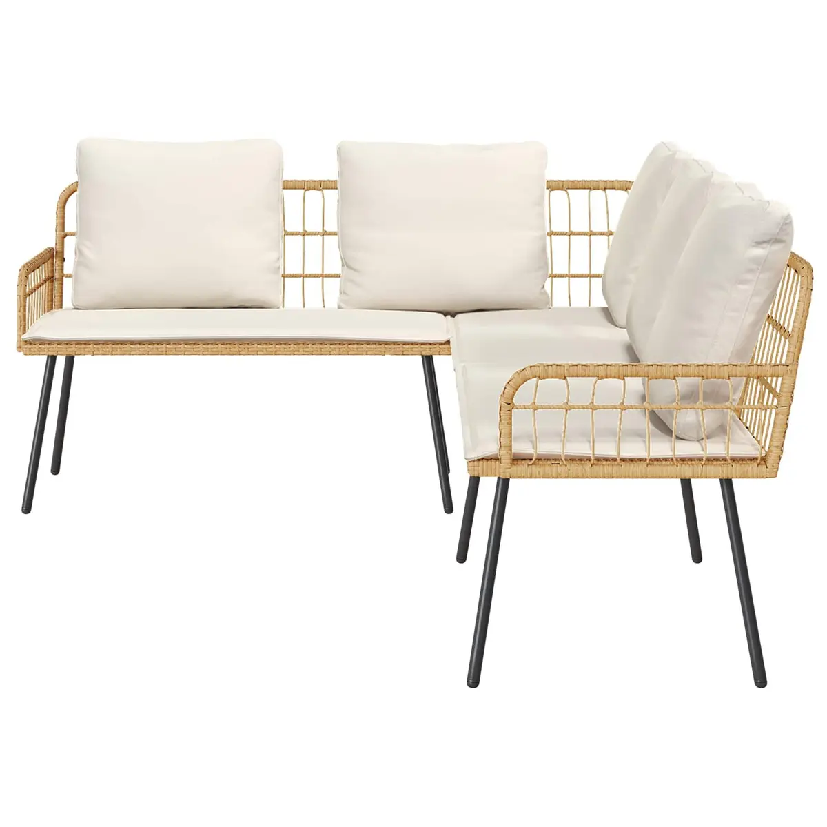 5-Seater Outdoor Garden Sofa Steel Frame L-Shaped Corner Lounge Brown