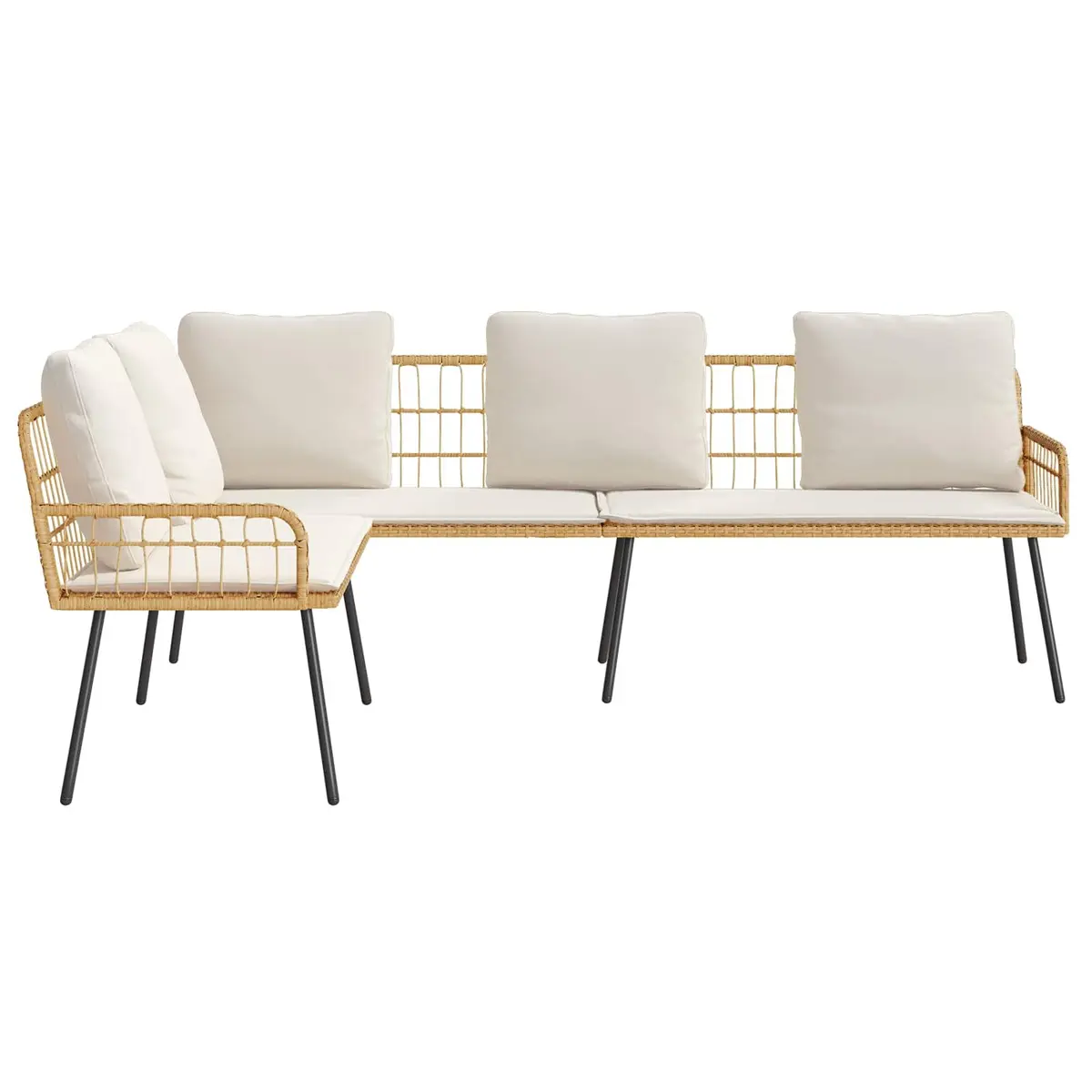 5-Seater Outdoor Garden Sofa Steel Frame L-Shaped Corner Lounge Brown