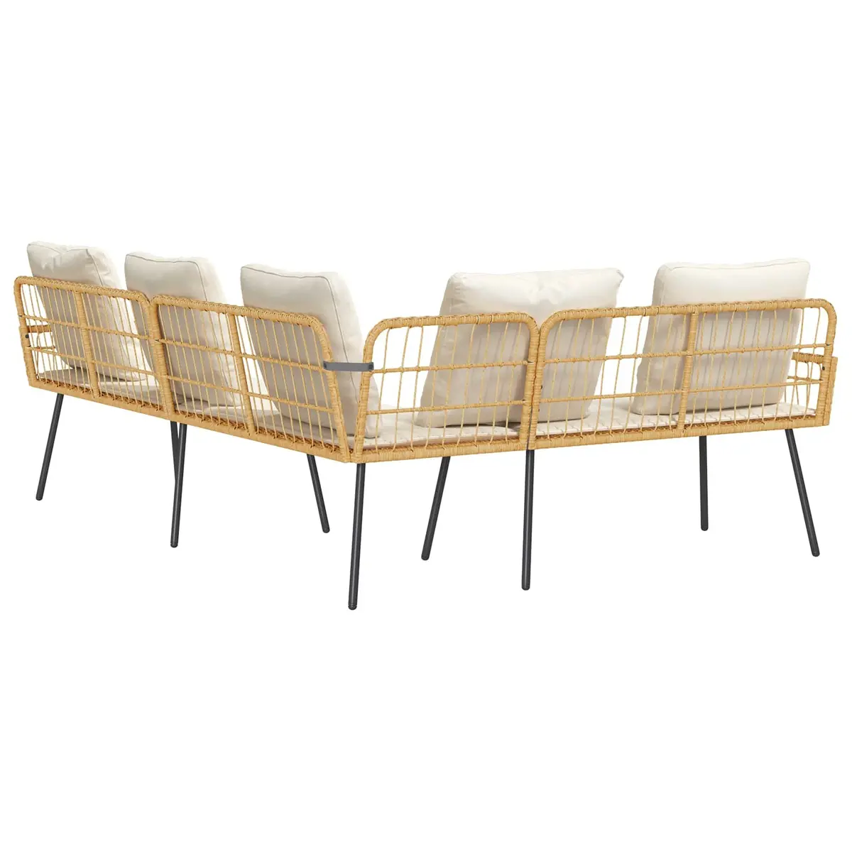 5-Seater Outdoor Garden Sofa Steel Frame L-Shaped Corner Lounge Brown