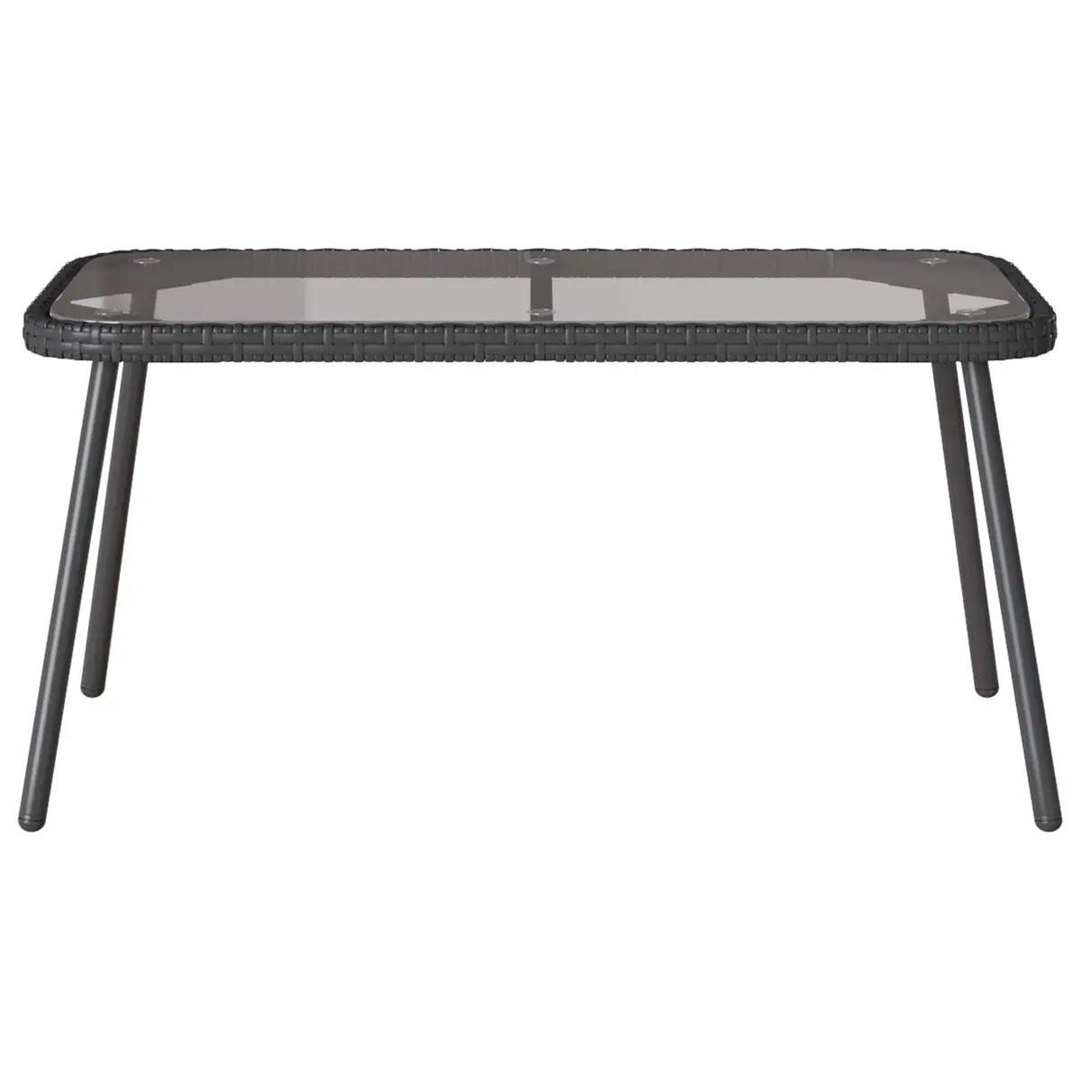 Black Poly Rattan Outdoor Coffee Table with Glass Top