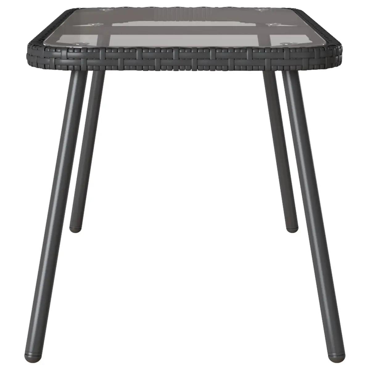 Black Poly Rattan Outdoor Coffee Table with Glass Top