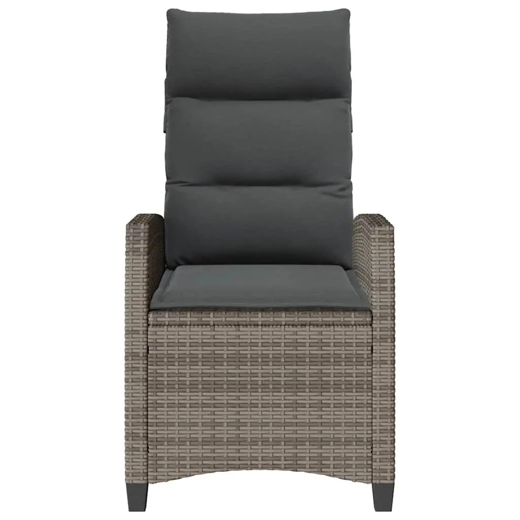 Grey Reclining Garden Chair with Foldable Side Table