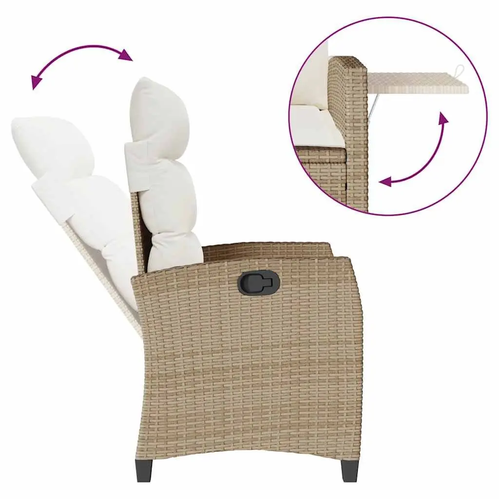 Reclining Garden Chair with Foldable Side Table