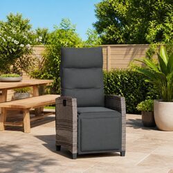 Premium Grey Reclining Garden Chair with Side Table