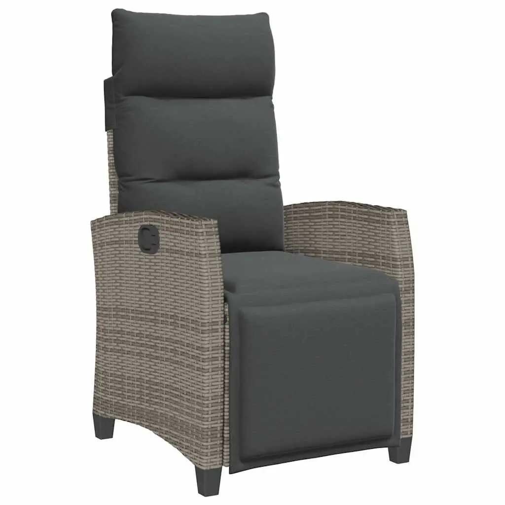 Grey Reclining Garden Chair with Side Table