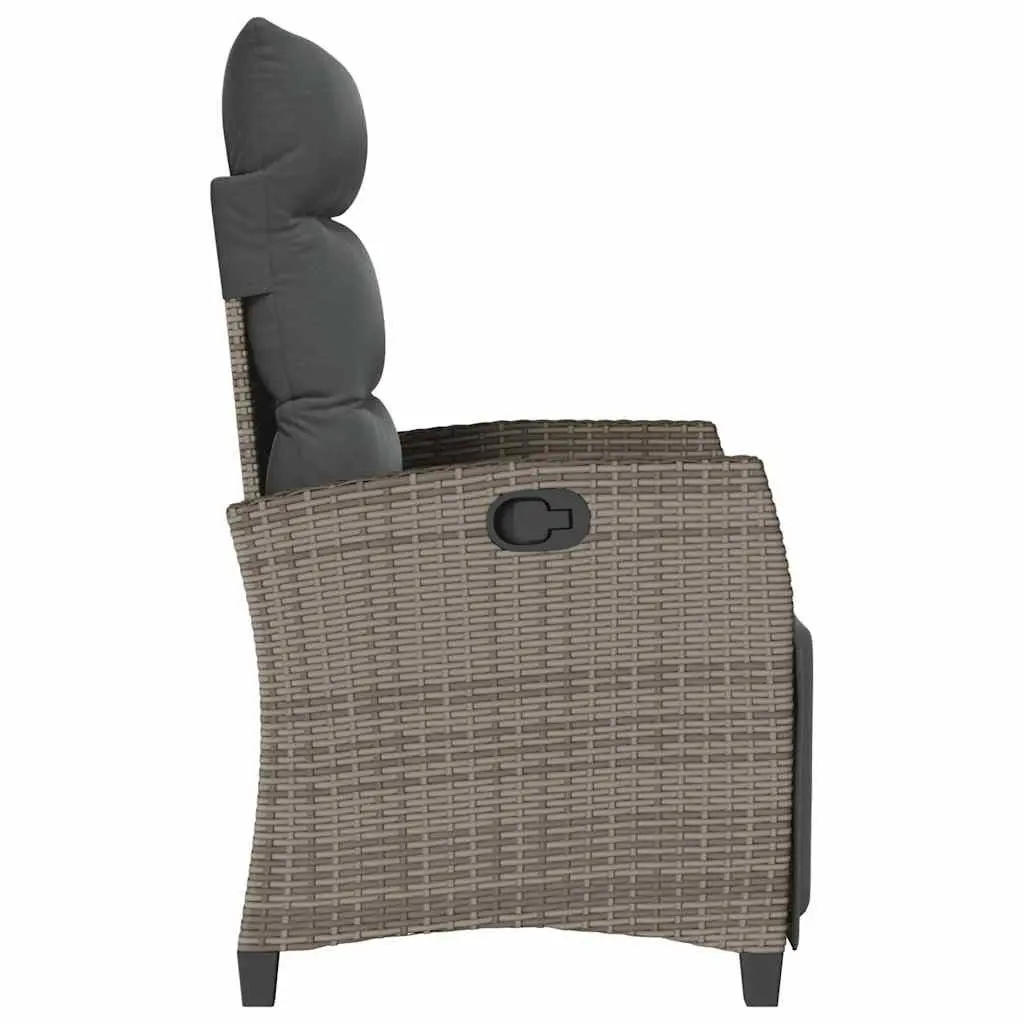 Grey Reclining Garden Chair with Side Table