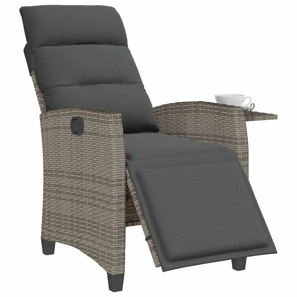 Grey Reclining Garden Chair with Side Table