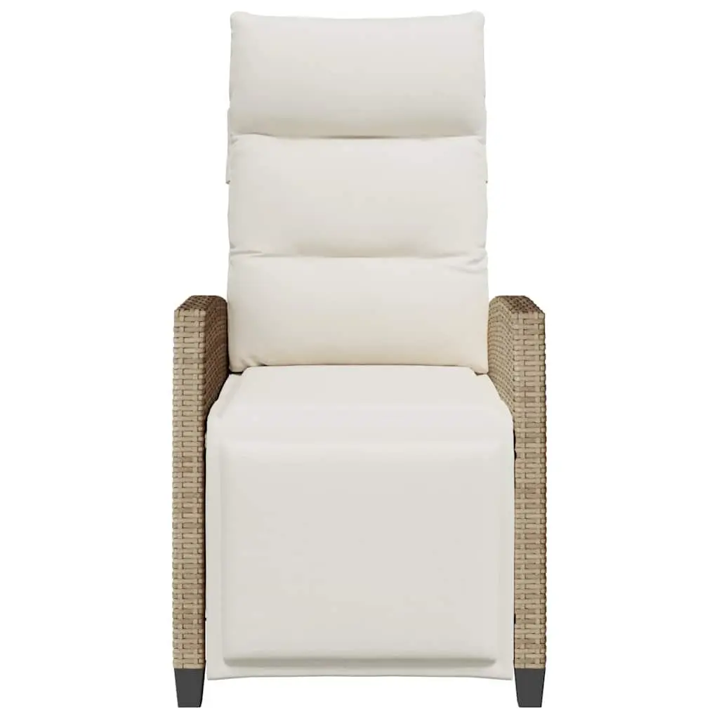 Beige Adjustable Outdoor Reclining Garden Chair with Table