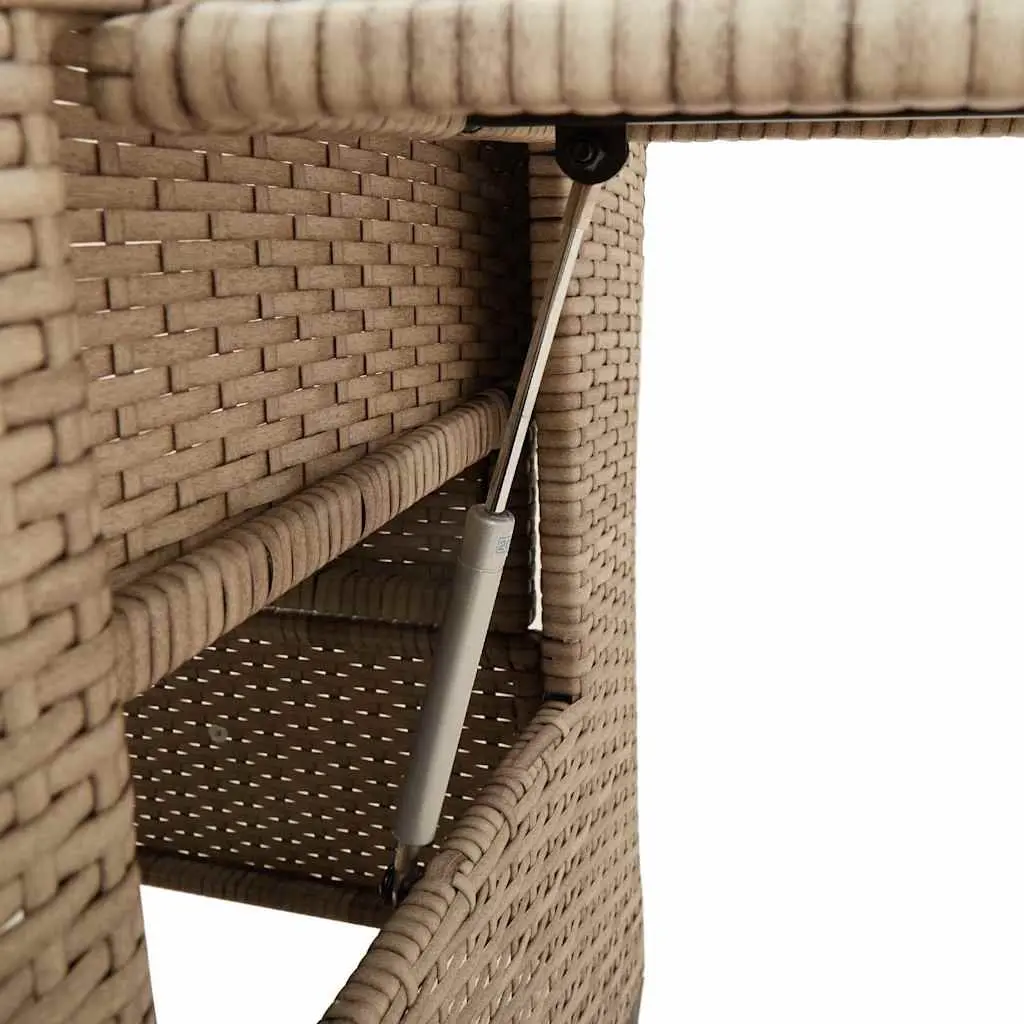 Beige Adjustable Outdoor Reclining Garden Chair with Table