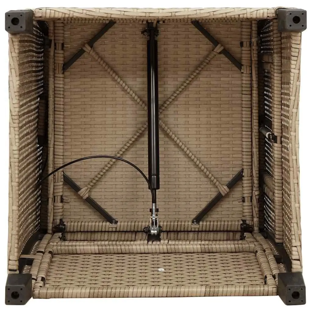 Beige Adjustable Outdoor Reclining Garden Chair with Table