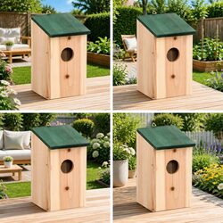 Premium Wooden Birdhouse Set of 4 for Garden