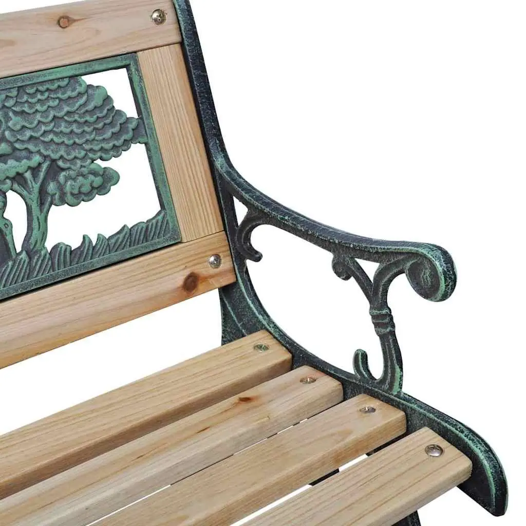 Children Garden Bench 84 cm Wood Outdoor Seating Backrest Patterned Frame