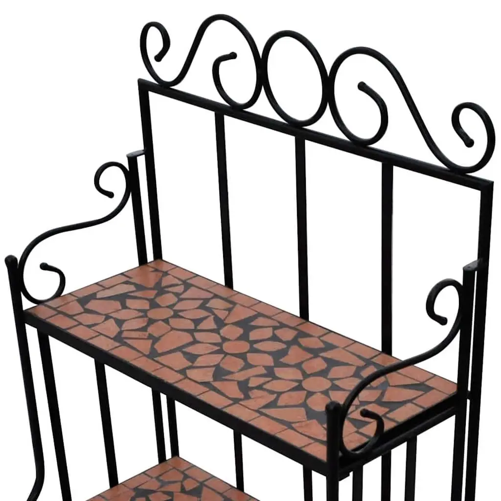 Mosaic 3-Layer Ceramic Plant Stand with Iron Frame