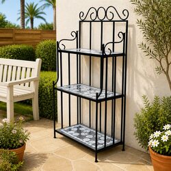 Elegant 3-Layer Mosaic Plant Stand with Durable Iron Frame