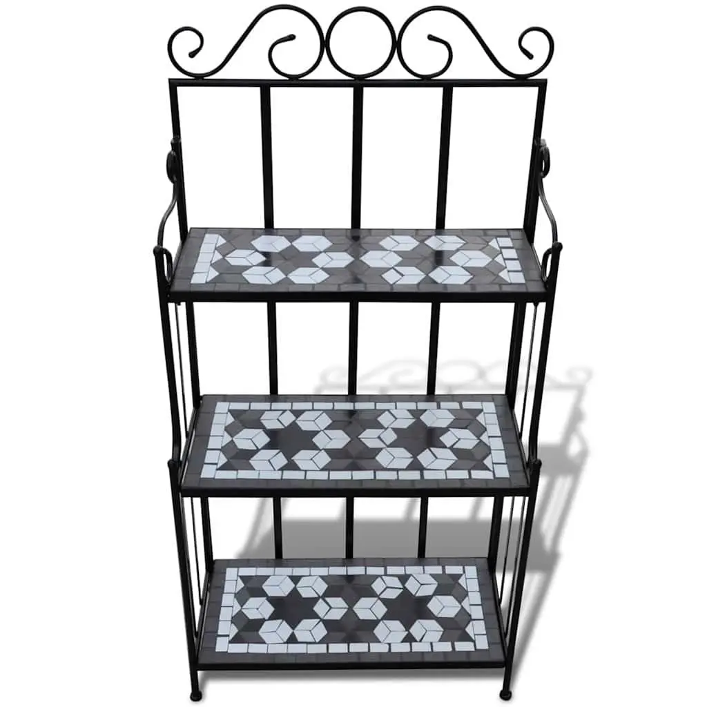 3-Layer Mosaic Plant Stand with Durable Iron Frame