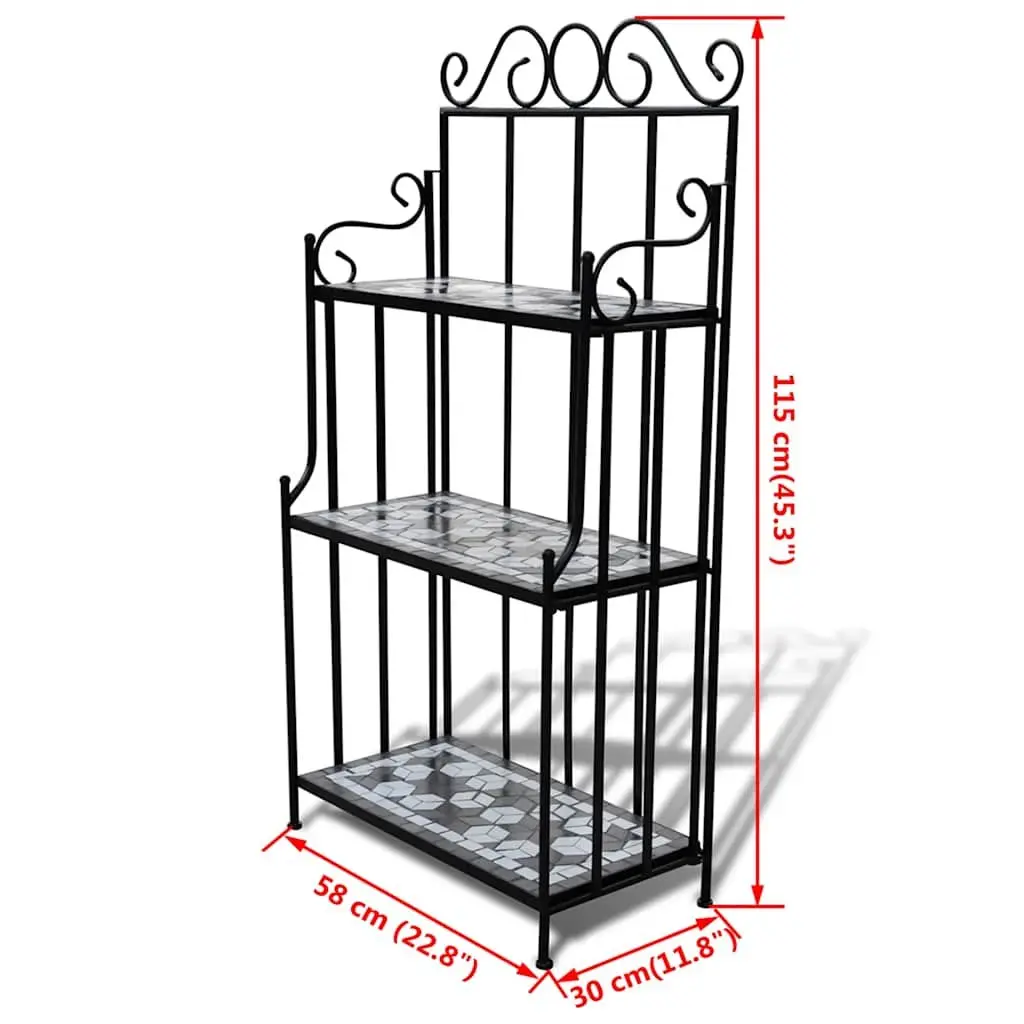 3-Layer Mosaic Plant Stand with Durable Iron Frame
