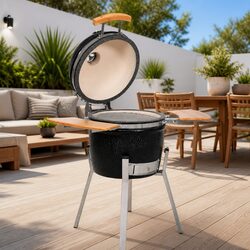 Premium 33cm Ceramic Kamado Grill Smoker in Black