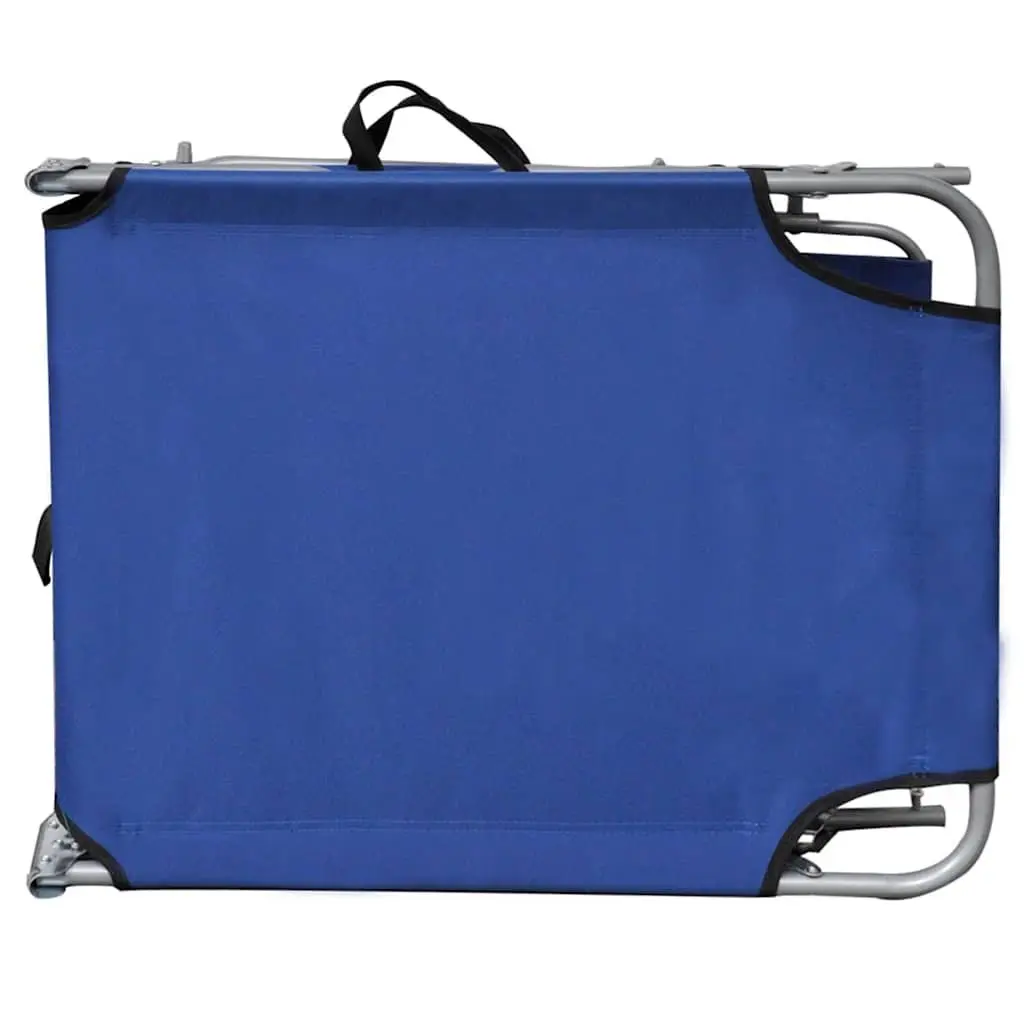 Folding Sun Lounger with Adjustable Canopy and Backrest Blue