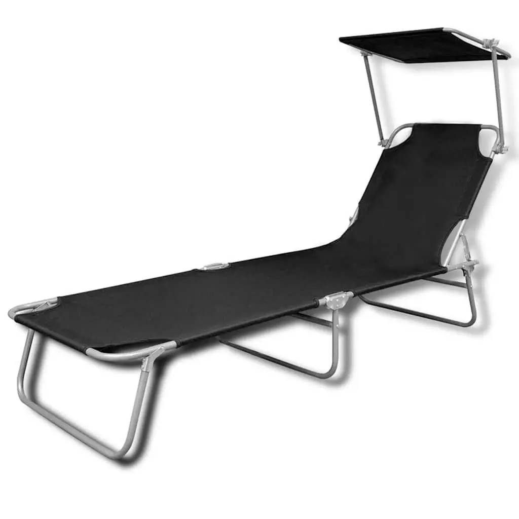 Folding Sun Lounger with Adjustable Canopy