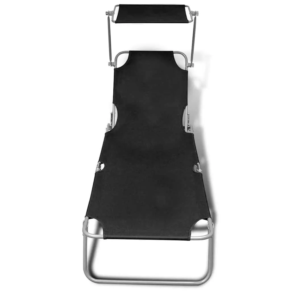 Folding Sun Lounger with Adjustable Canopy