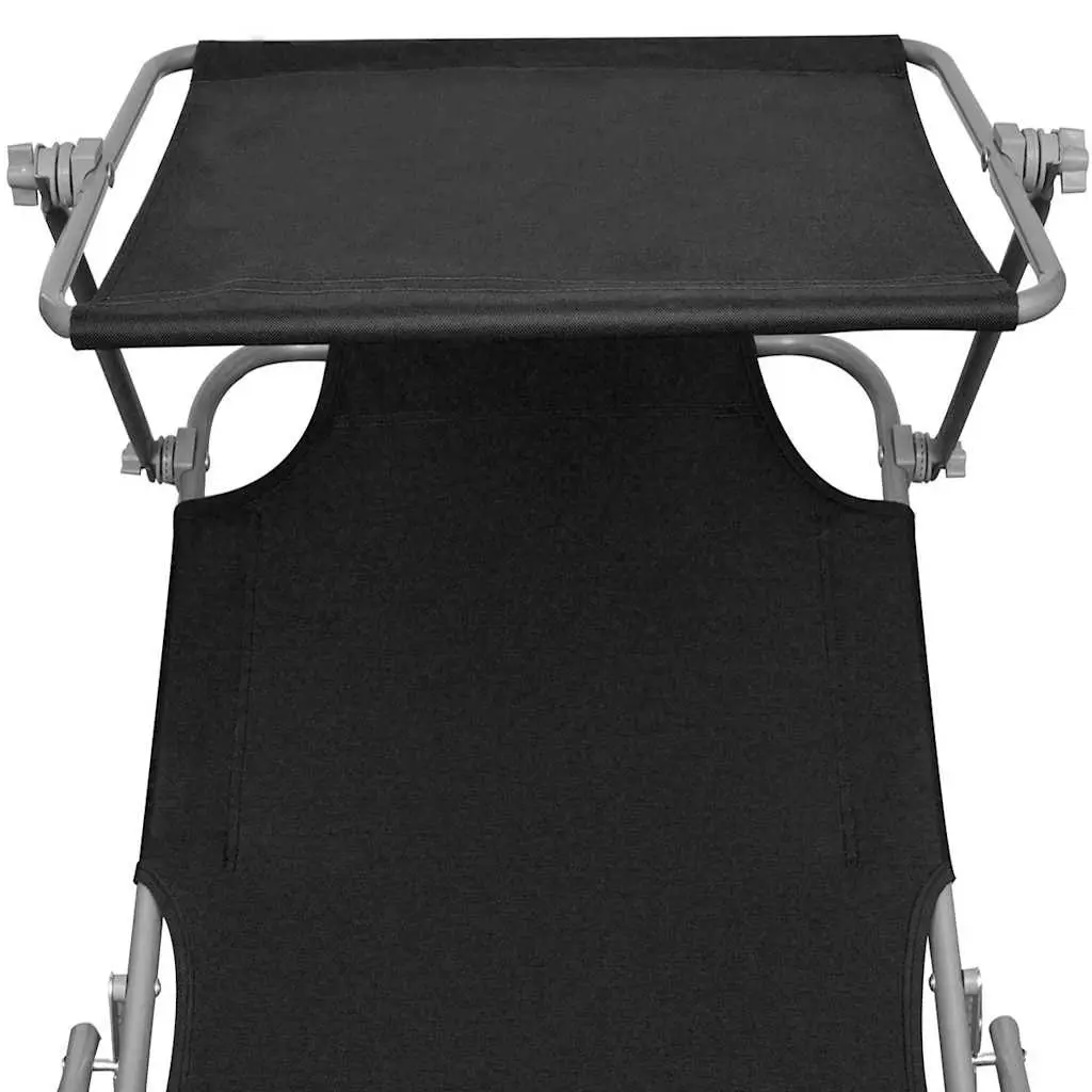 Folding Sun Lounger with Adjustable Canopy