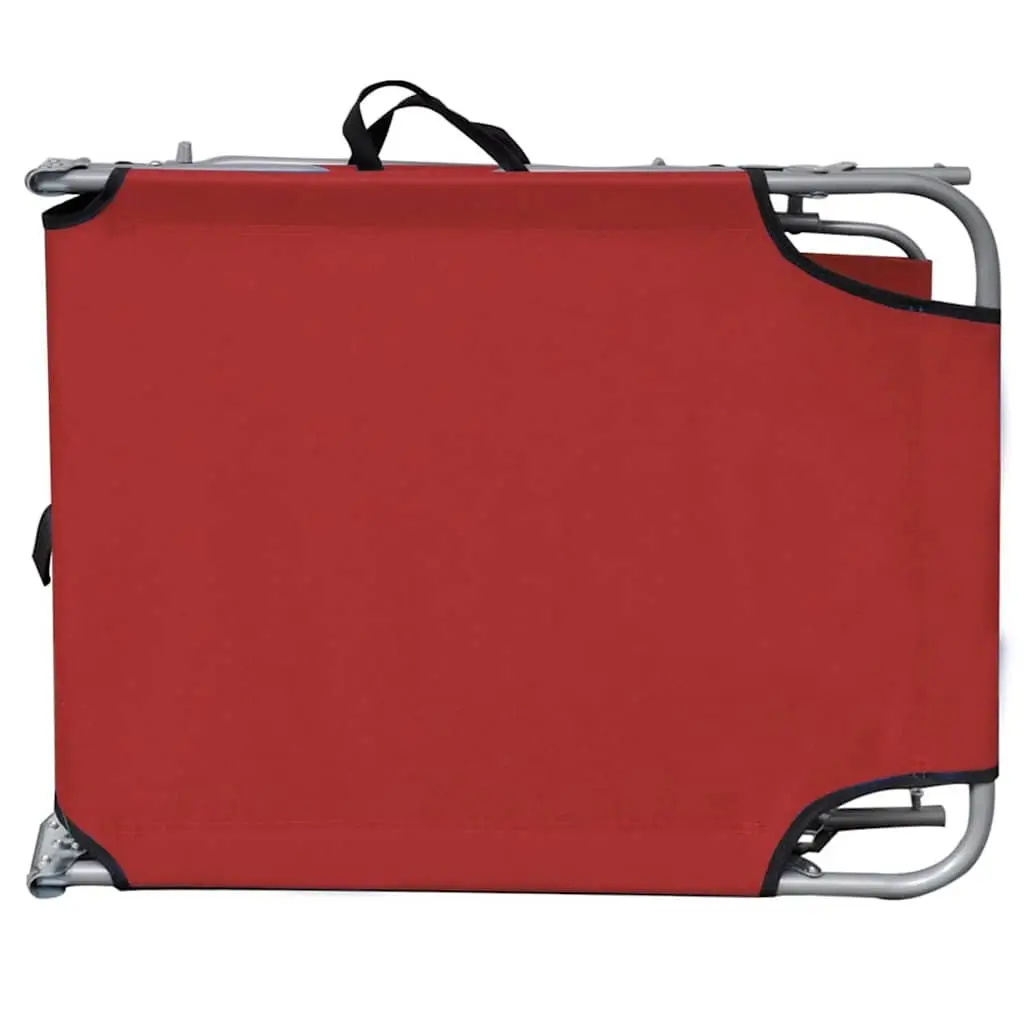 Folding Sun Lounger with Adjustable Canopy in Red