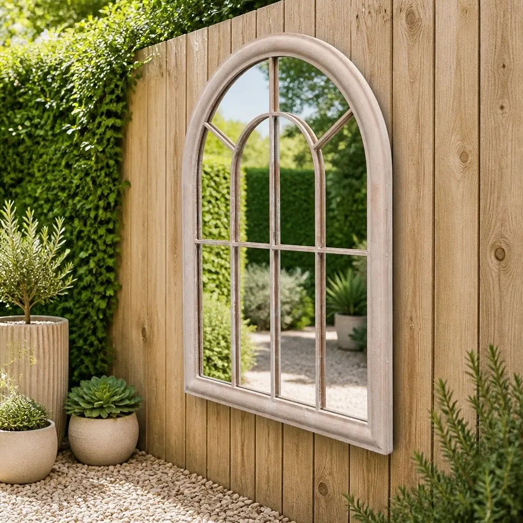 Rustic Arch Garden Mirror with Durable Frame 69 x 89 cm