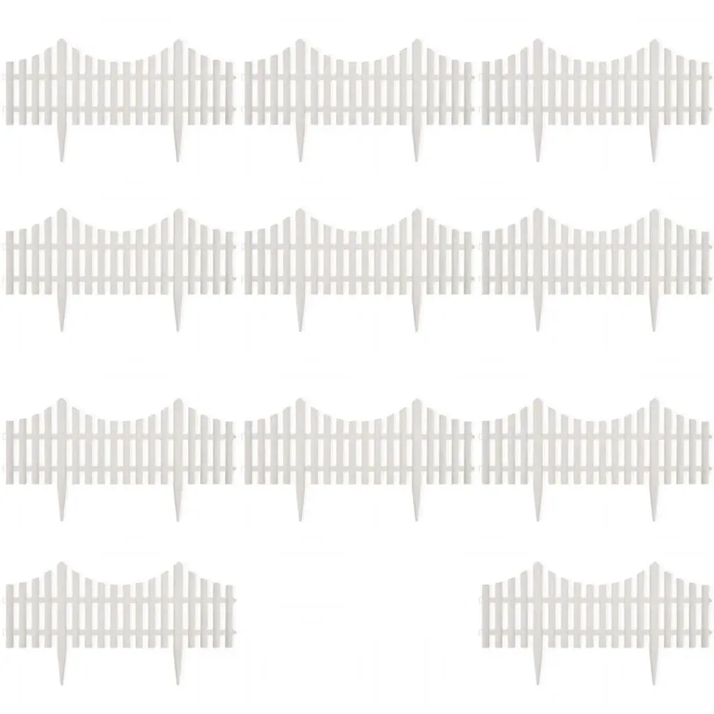 White Garden Lawn Divider Border Edging 17 Pieces 10m Decorative Fence Partition