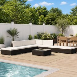 8 Piece Black Rattan Garden Lounge Set for Outdoor Comfort