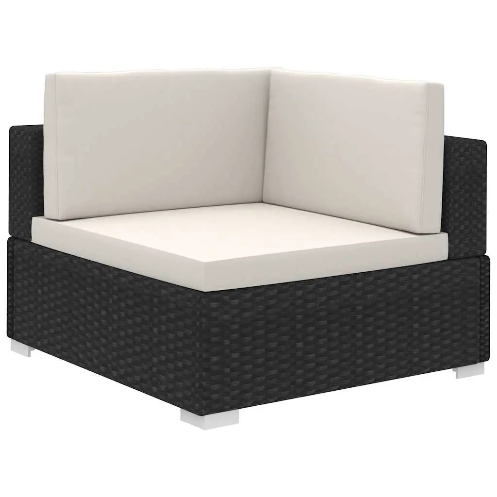 8 Piece Black Rattan Garden Lounge Set for Outdoor Comfort