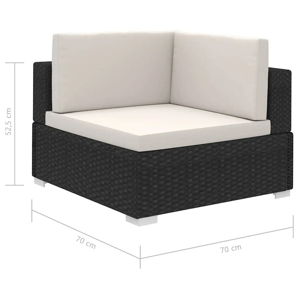 8 Piece Black Rattan Garden Lounge Set for Outdoor Comfort