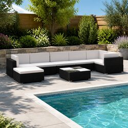 Premium 8 Piece Poly Rattan Garden Lounge Set