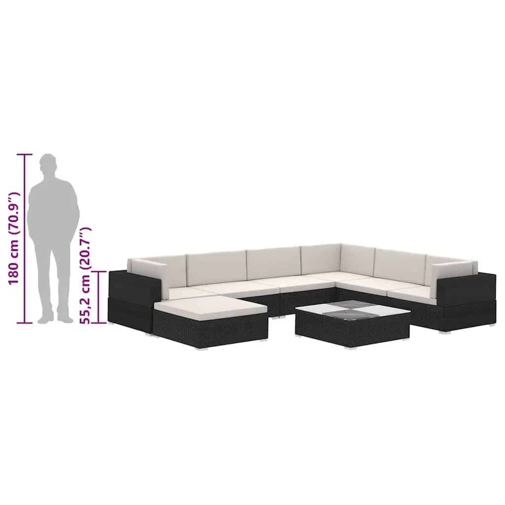 8 Piece Poly Rattan Garden Lounge Set