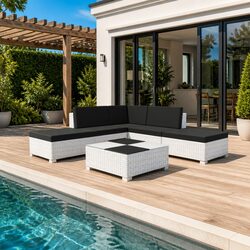 Durable Garden Lounge Set 6 Piece Outdoor Furniture