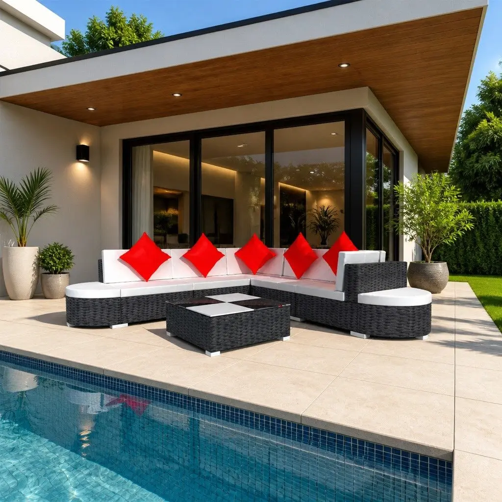8 Piece Rattan Garden Lounge Set with Coffee Table