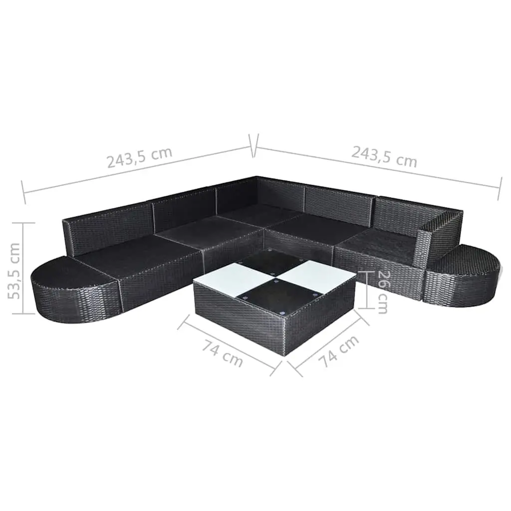 8 Piece Rattan Garden Lounge Set with Coffee Table