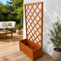 Large Wooden Trellis Planter Box for Outdoor Gardens