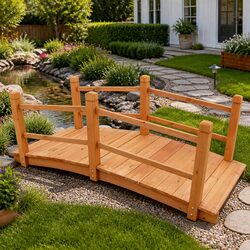 140cm Wooden Garden Bridge with Double Handrails