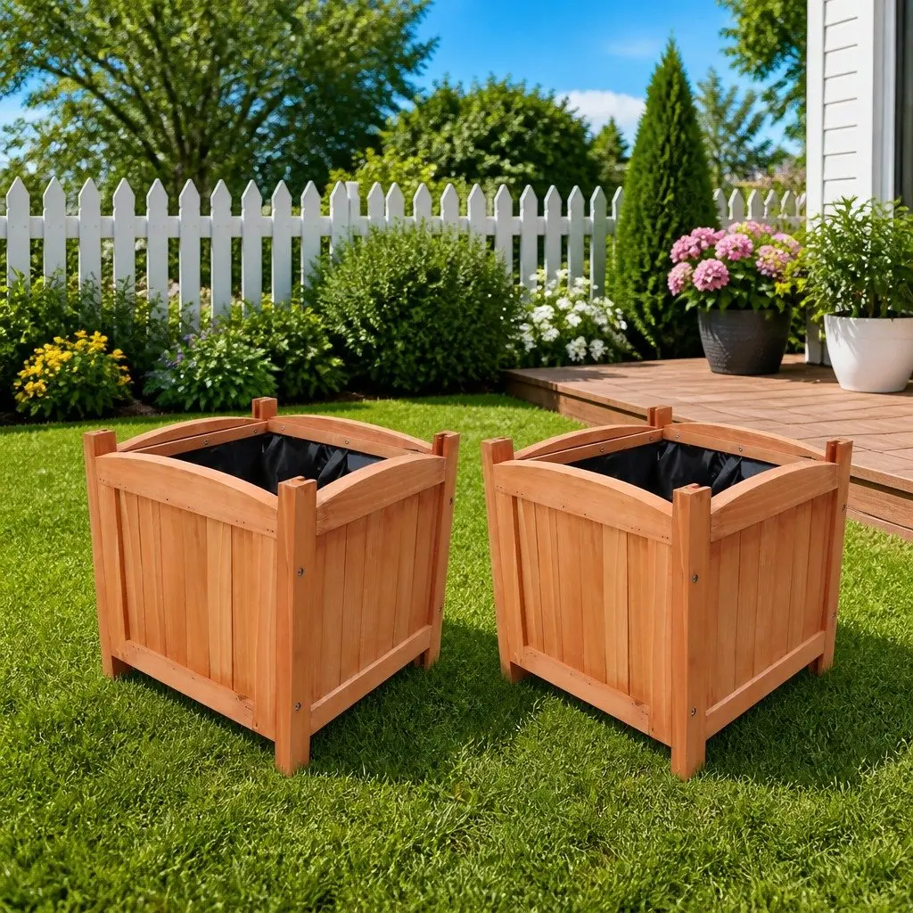 Wooden Raised Garden Bed Planters Set of 2