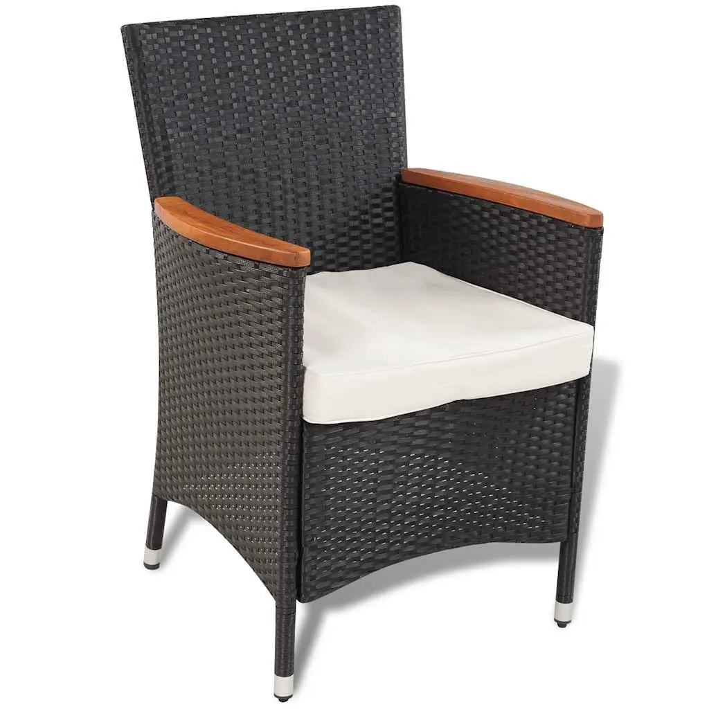 5 Piece Poly Rattan Outdoor Dining Set with Cushions