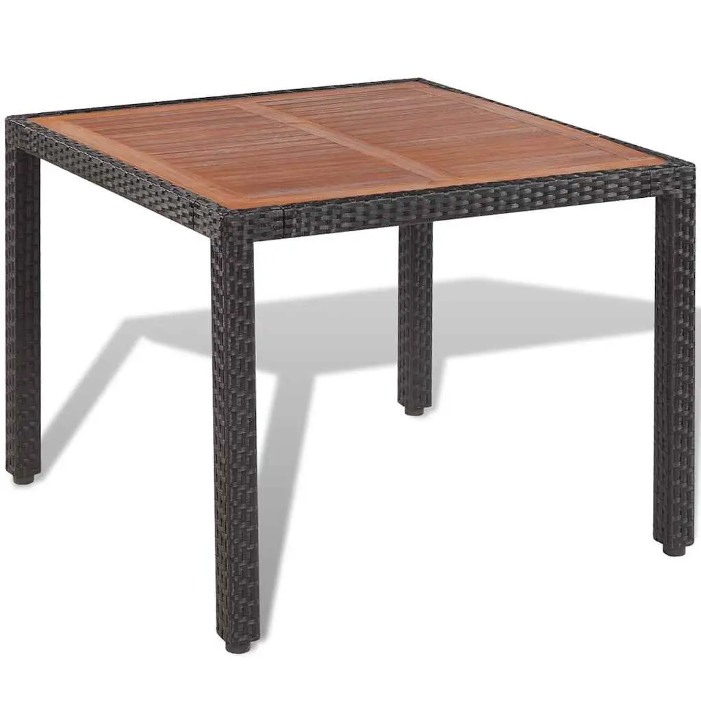 5 Piece Poly Rattan Outdoor Dining Set with Cushions