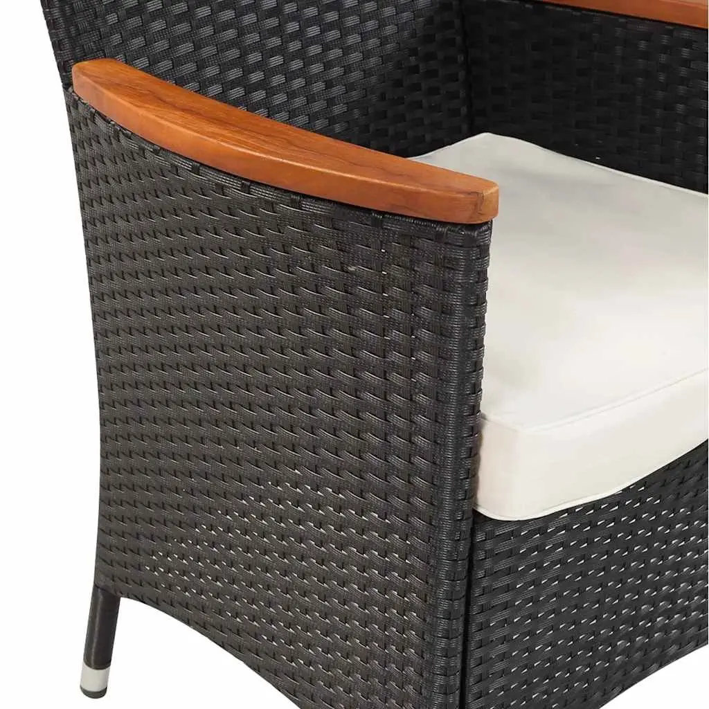5 Piece Poly Rattan Outdoor Dining Set with Cushions