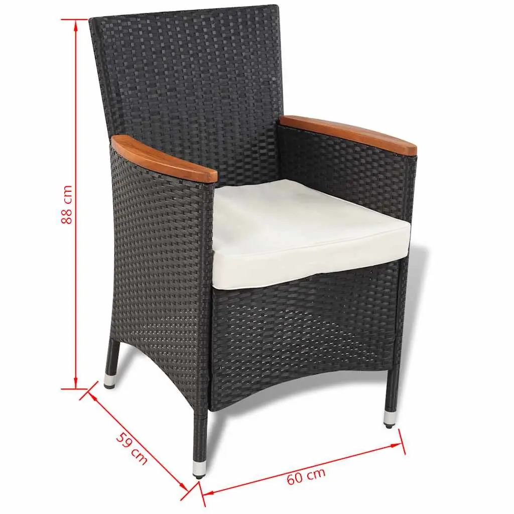5 Piece Poly Rattan Outdoor Dining Set with Cushions